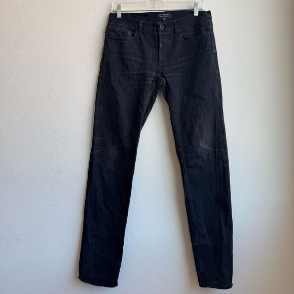 Burberry Brit Men’s Creased Black Gray Skinny Jeans Size 32 X 32 Made In Italy - Picture 1 of 10